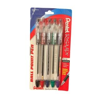 VTG‎ 2000 Pentel RSVP NEW 5 Multicolor Pack Ball Point Fine Line Pen Deadstock
